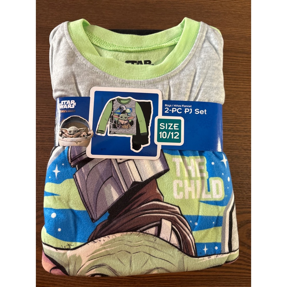 Star Wars Mandalorian PJ Set Boys Size L 10/12 Green New Grogu The Child‎ - Picture 2 of 9
